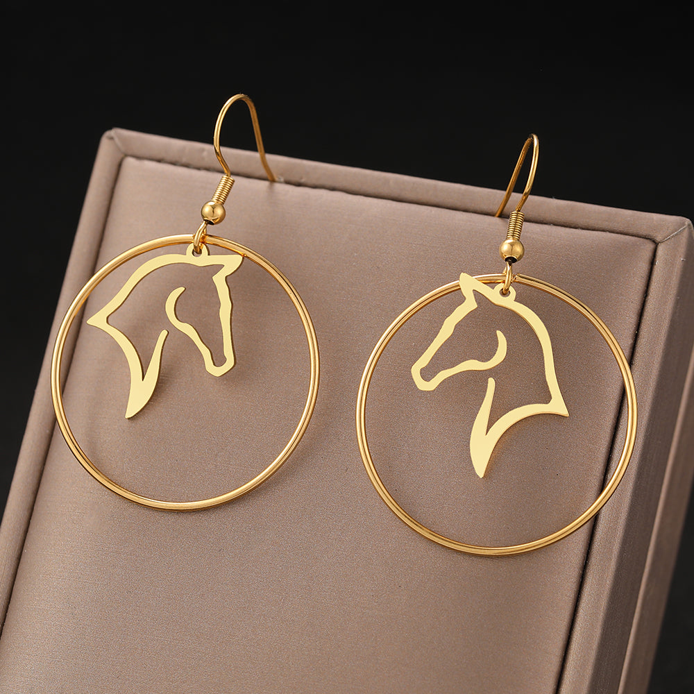 Horse earrings gold