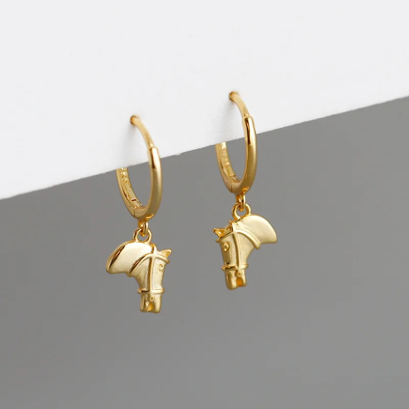Horse stud earrings gold Dream Horse