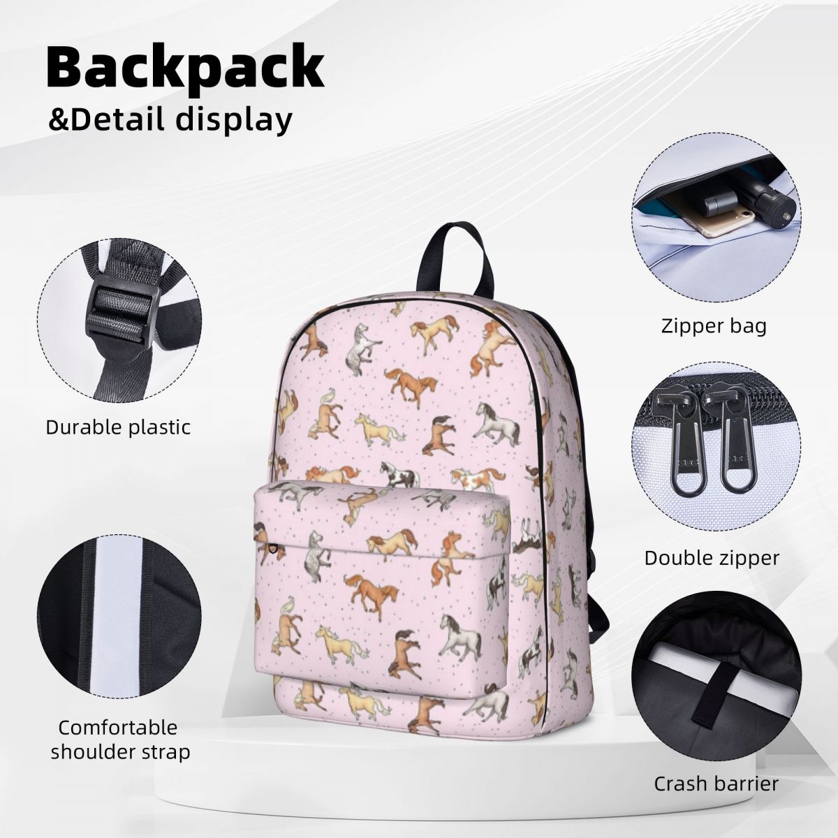Pink horse backpack
