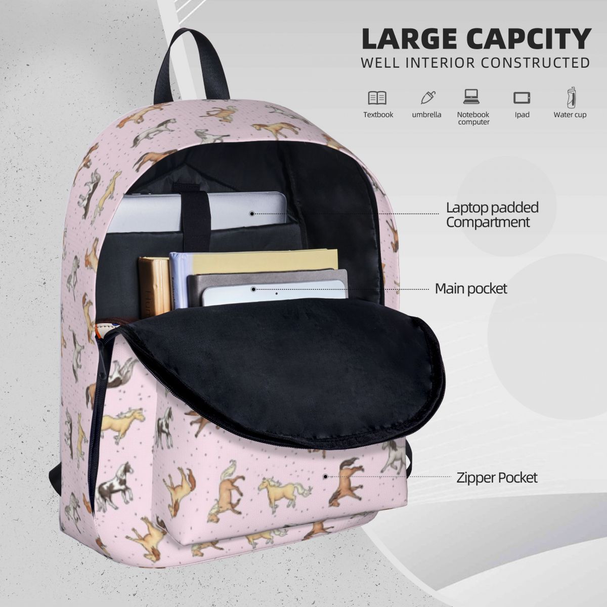 Pink horse backpack