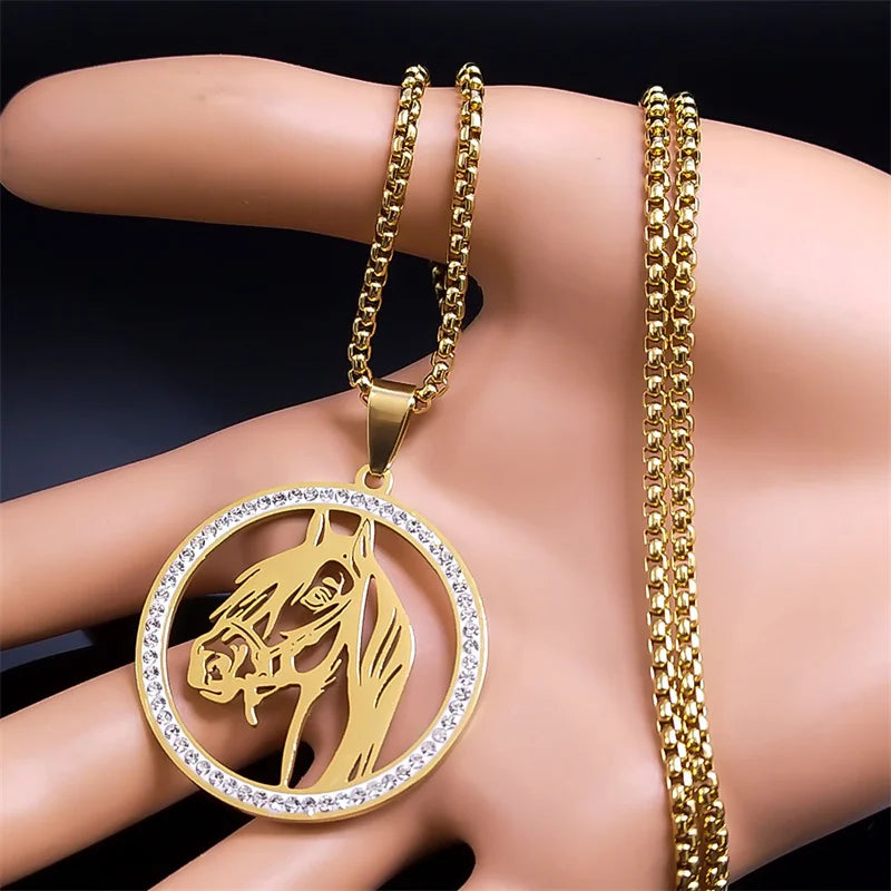 Gold horse head necklace Dream Horse