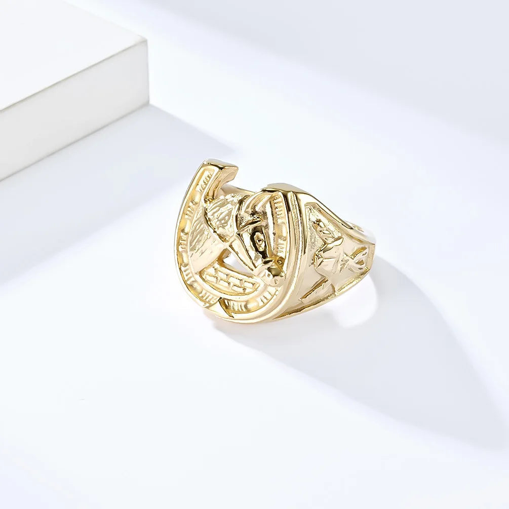 Men's gold horse head rings Dream Horse