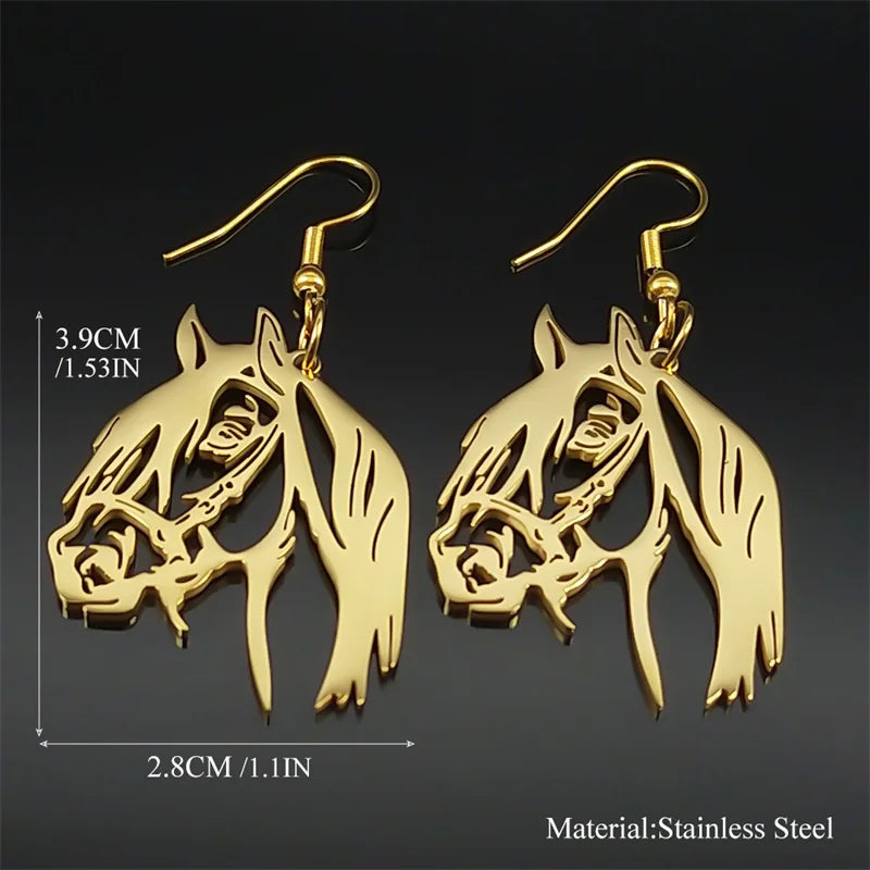 Children's gold horse earrings Dream Horse