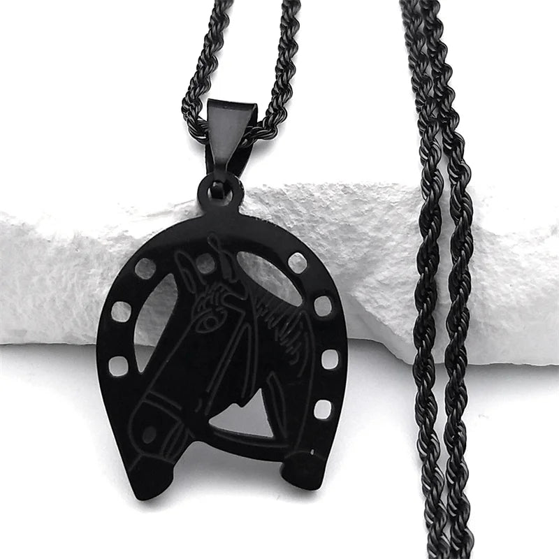 Black horseshoe necklace Dream Horse
