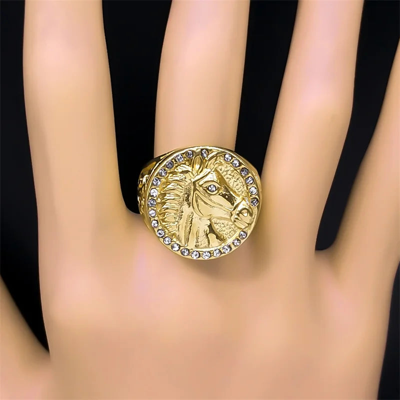 Gold ring with horse head Dream Horse