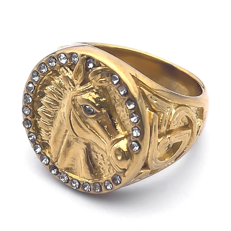 Gold ring with horse head Dream Horse