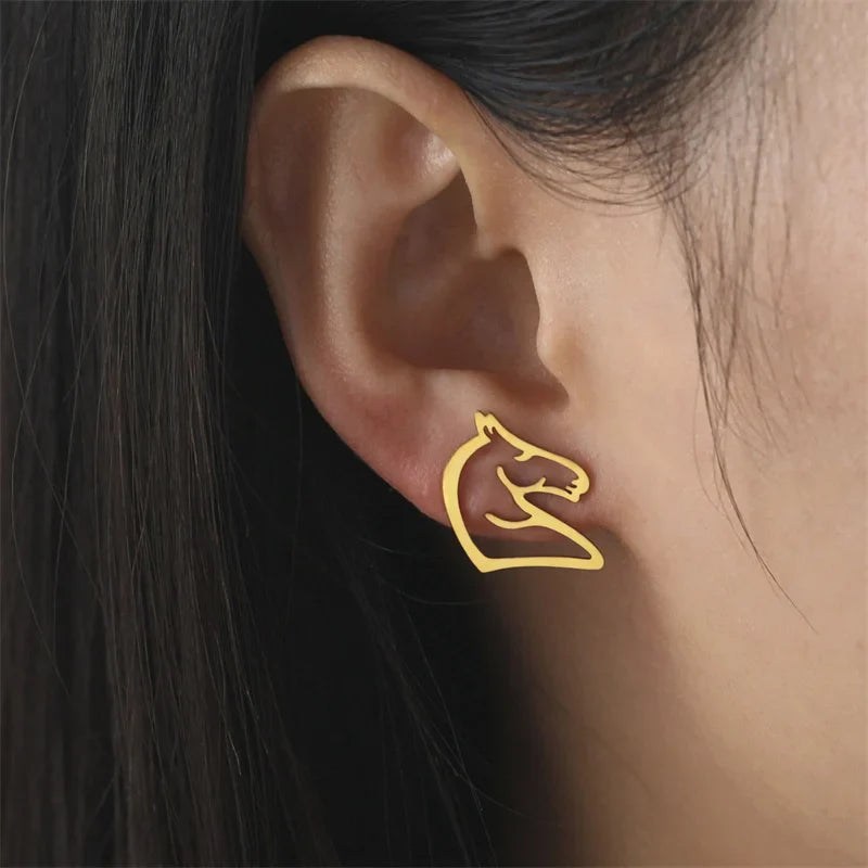 Gold horse stud earrings Dream Horse