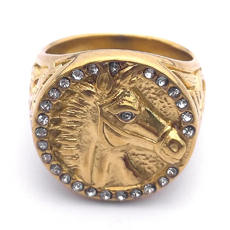Gold ring with horse head Dream Horse