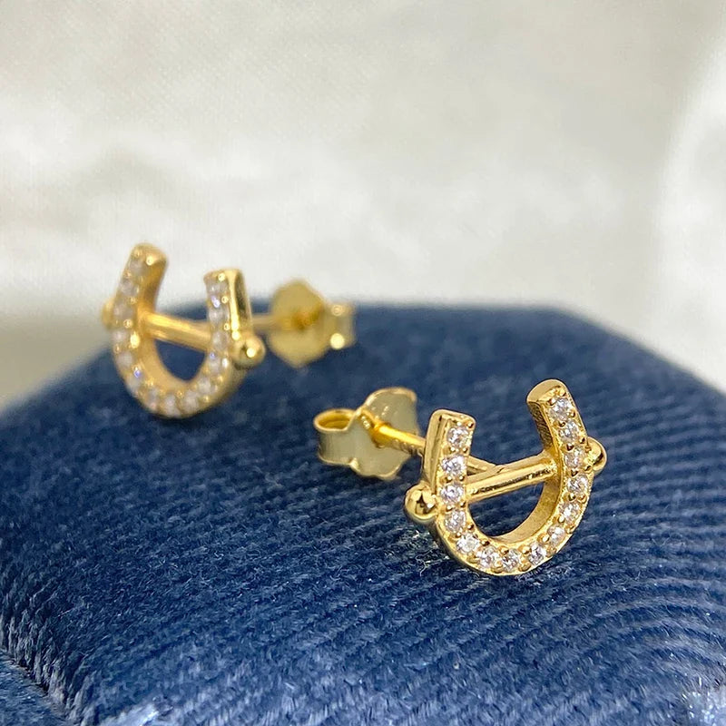 Gold horse shoe earrings Dream Horse