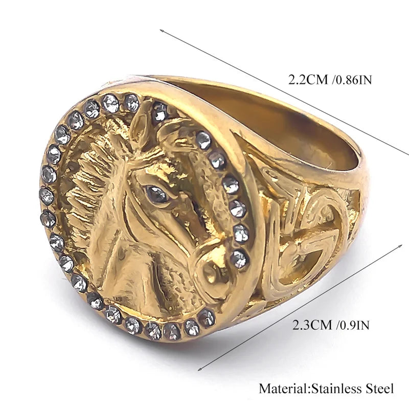 Gold ring with horse head Dream Horse
