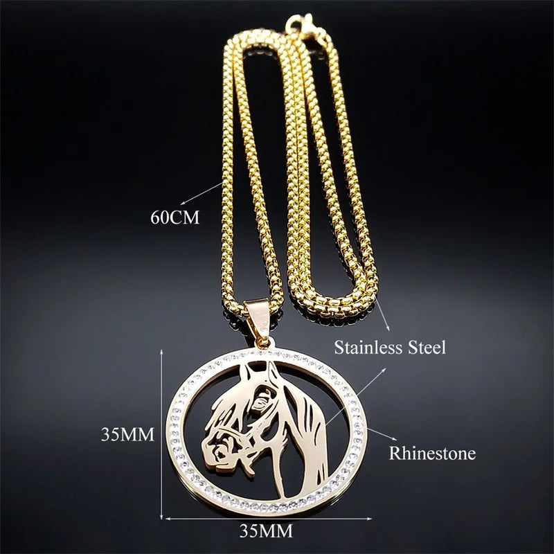 Gold horse head necklace Dream Horse