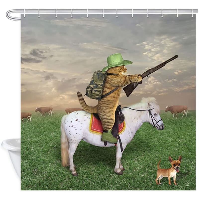Cat on horse shower curtain - Dream Horse