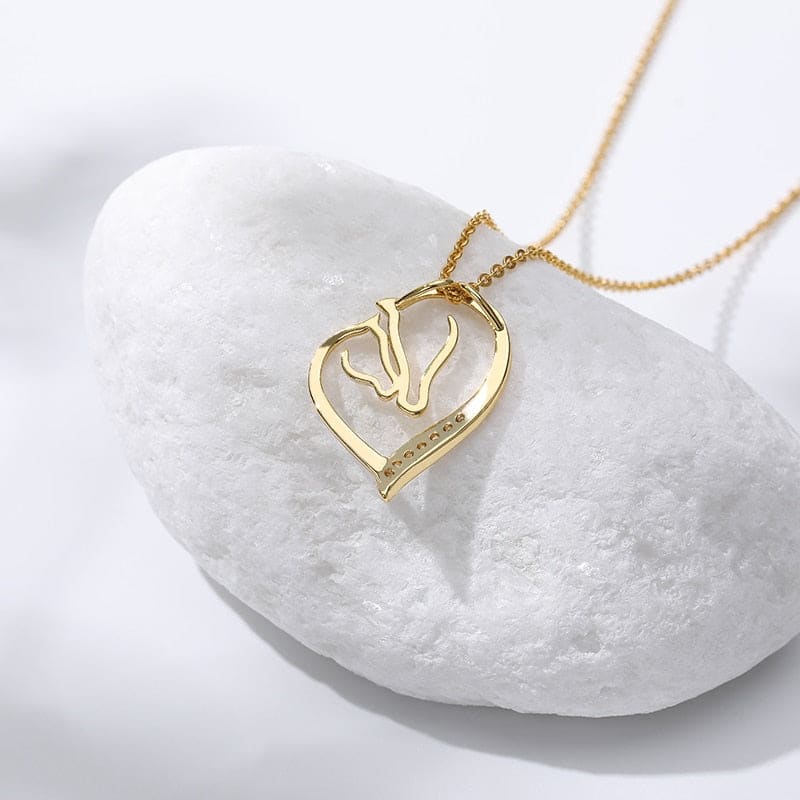 Gold horse necklace charm - Dream Horse