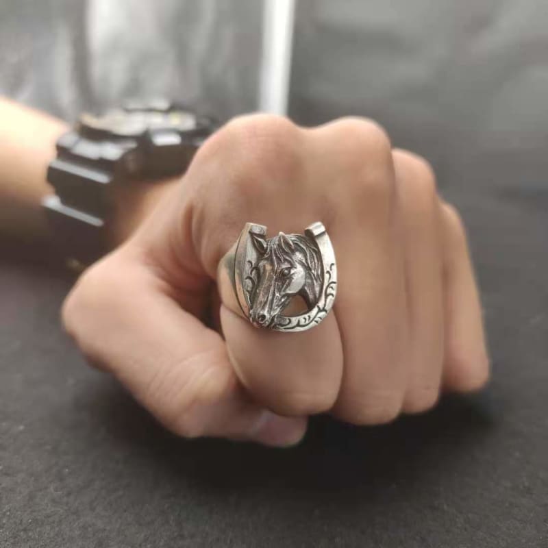 horseshoe ring with horse head- Dream Horse