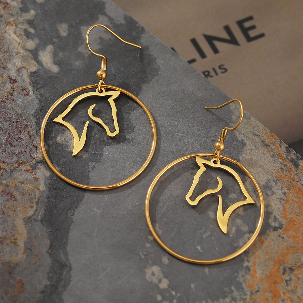 Horse earrings gold