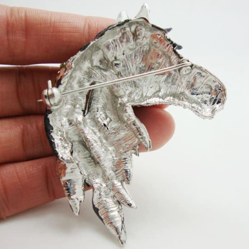 Rhinestone horse brooch (Silver) - Dream Horse