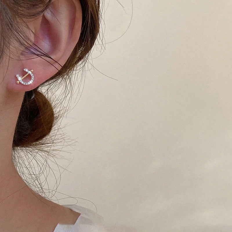 Sterling silver horseshoe stud earrings Dream Horse