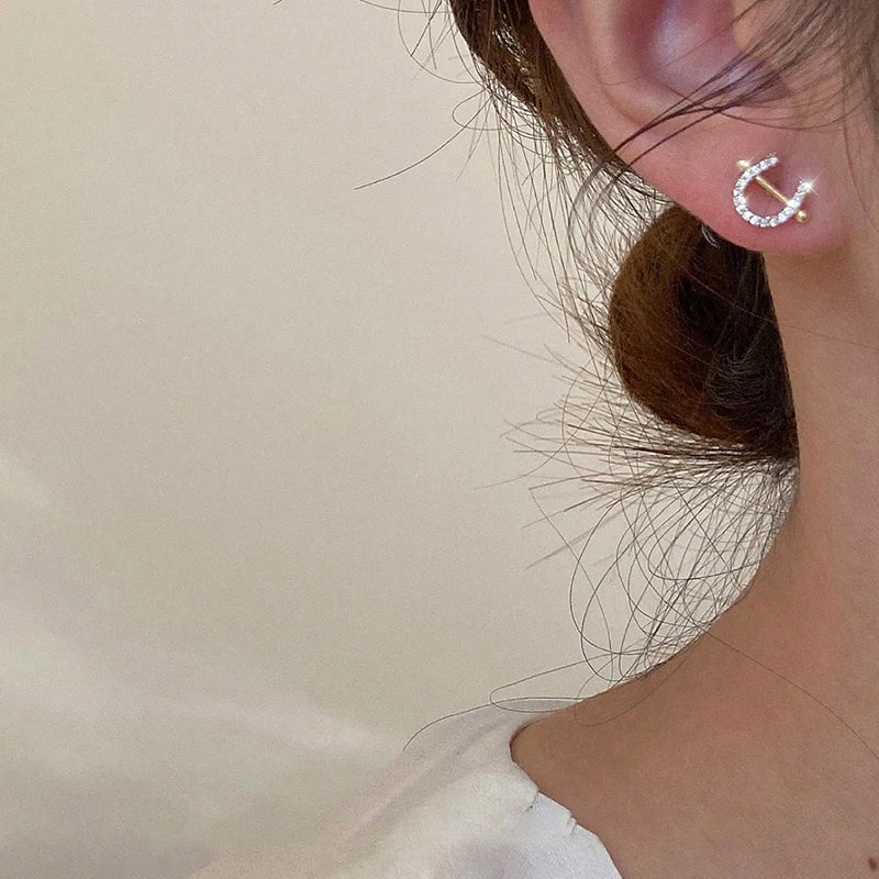 Sterling silver horseshoe stud earrings Dream Horse